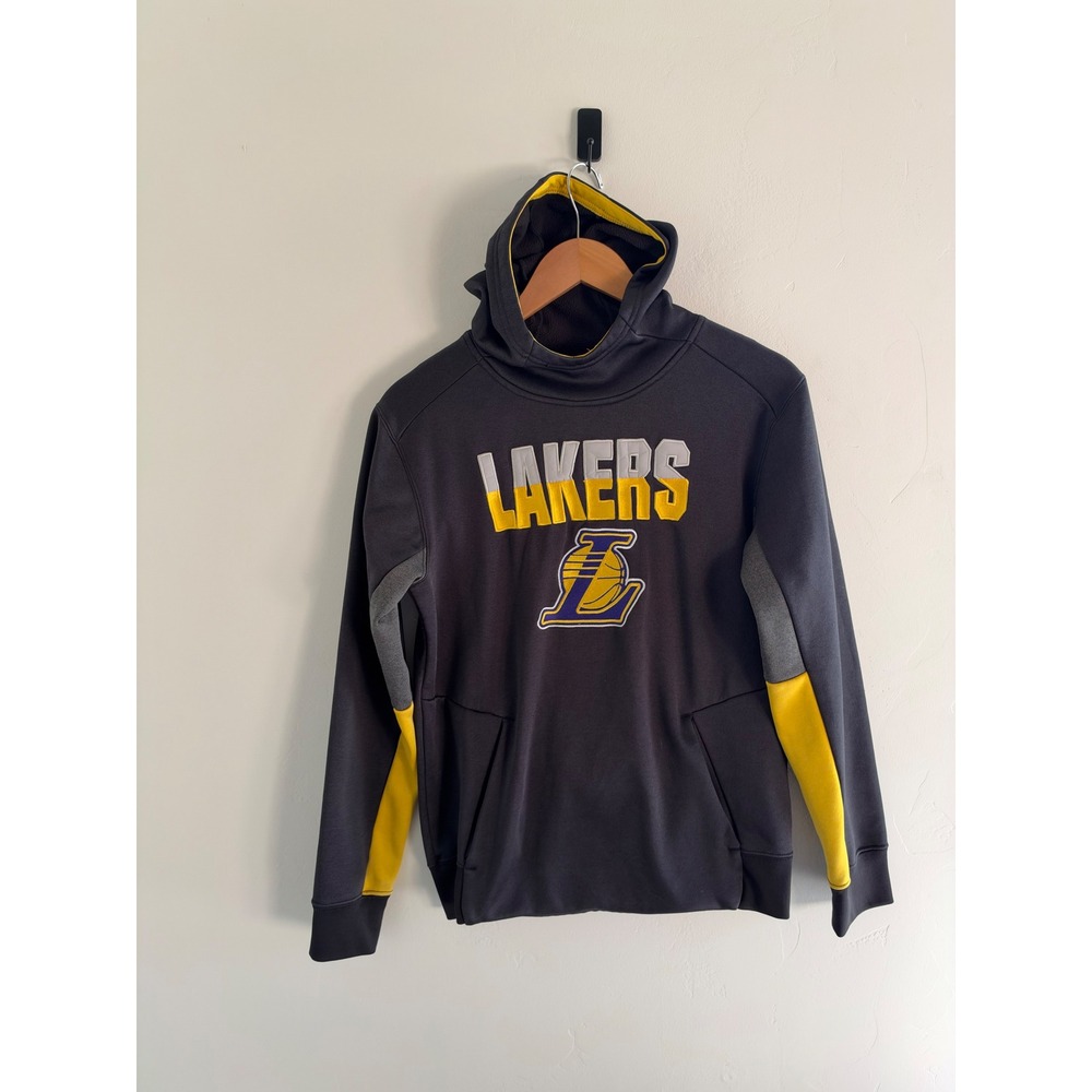 NBA Los Angeles Lakers Youth XL 18/20 Hoodie Gray Yellow Pullover Sweatshirt